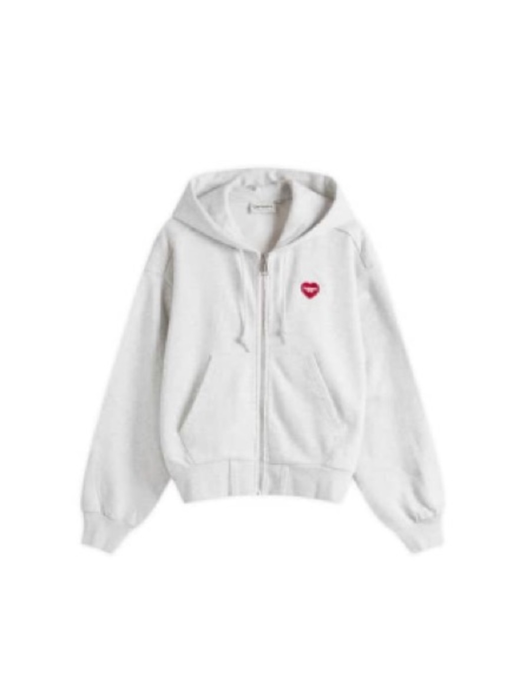 Carhartt WIP White Zip-Up Hoodie with Small Red Heart Patch